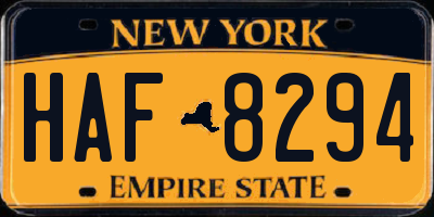 NY license plate HAF8294