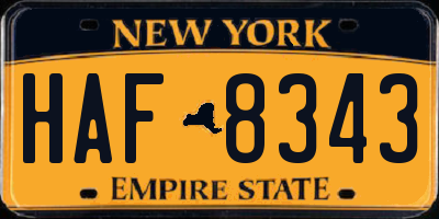 NY license plate HAF8343