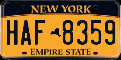 NY license plate HAF8359