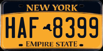 NY license plate HAF8399