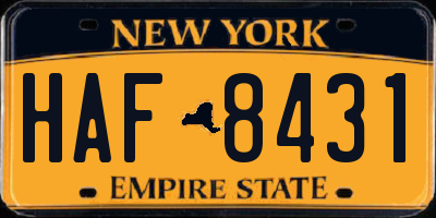NY license plate HAF8431