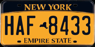 NY license plate HAF8433