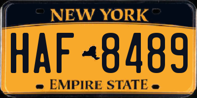 NY license plate HAF8489