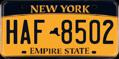 NY license plate HAF8502