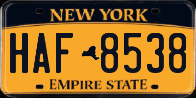 NY license plate HAF8538