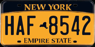NY license plate HAF8542
