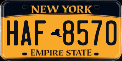 NY license plate HAF8570