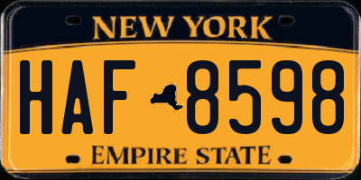 NY license plate HAF8598