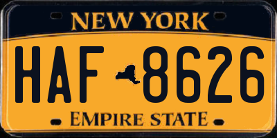 NY license plate HAF8626