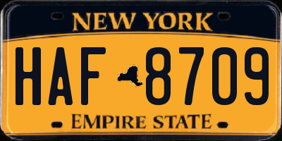 NY license plate HAF8709