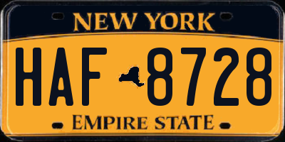 NY license plate HAF8728