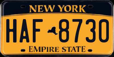 NY license plate HAF8730