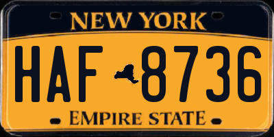 NY license plate HAF8736