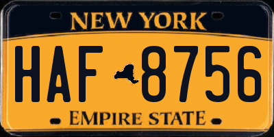 NY license plate HAF8756