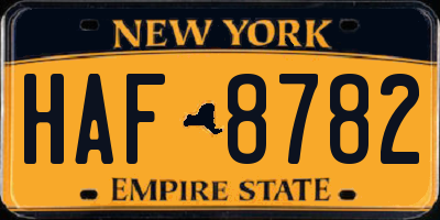 NY license plate HAF8782