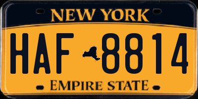 NY license plate HAF8814