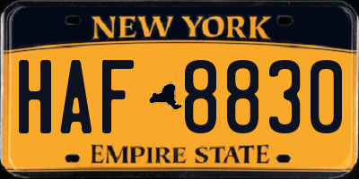 NY license plate HAF8830