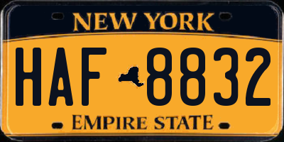 NY license plate HAF8832
