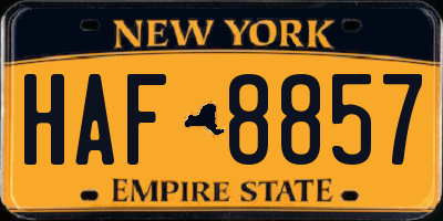 NY license plate HAF8857