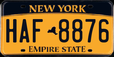 NY license plate HAF8876