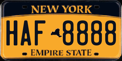 NY license plate HAF8888