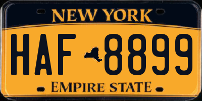 NY license plate HAF8899