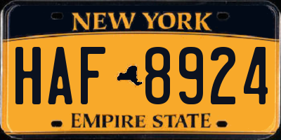 NY license plate HAF8924
