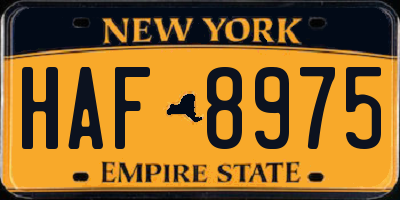 NY license plate HAF8975