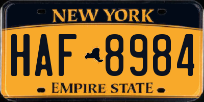 NY license plate HAF8984