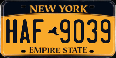 NY license plate HAF9039