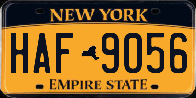 NY license plate HAF9056