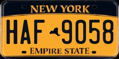 NY license plate HAF9058