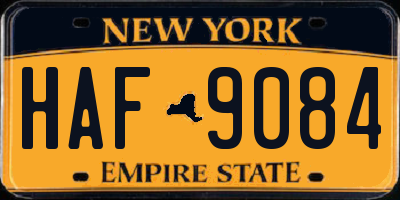 NY license plate HAF9084