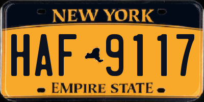 NY license plate HAF9117