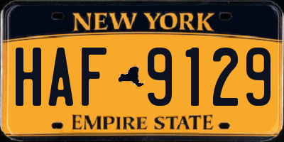 NY license plate HAF9129