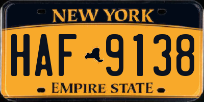 NY license plate HAF9138