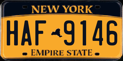 NY license plate HAF9146