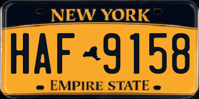 NY license plate HAF9158