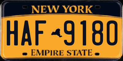 NY license plate HAF9180