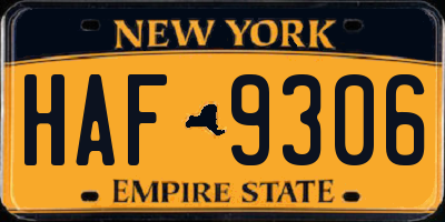 NY license plate HAF9306
