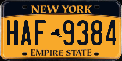NY license plate HAF9384