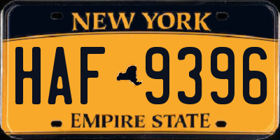 NY license plate HAF9396