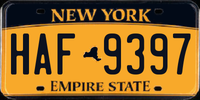 NY license plate HAF9397
