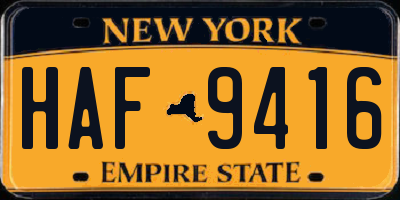 NY license plate HAF9416