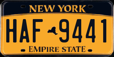 NY license plate HAF9441