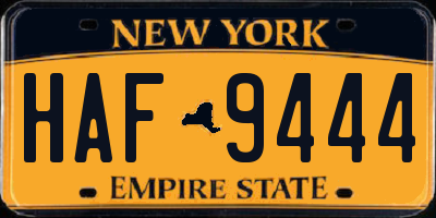NY license plate HAF9444