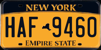 NY license plate HAF9460
