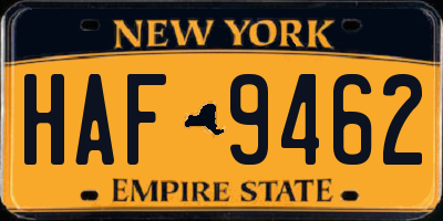 NY license plate HAF9462