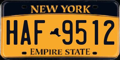NY license plate HAF9512