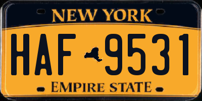 NY license plate HAF9531